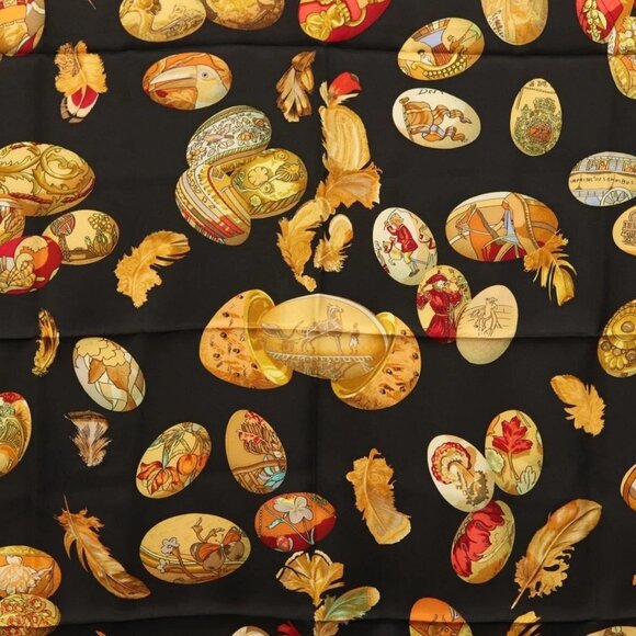 HERMES Carre 90 Scarf ""Couvee d'Hermes"" Silk Black - Picture 6 of 16